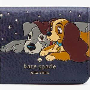 ♠️kate spade X Disney Lady and the Tramp Small Compact Bifold Wallet, Navy NWT